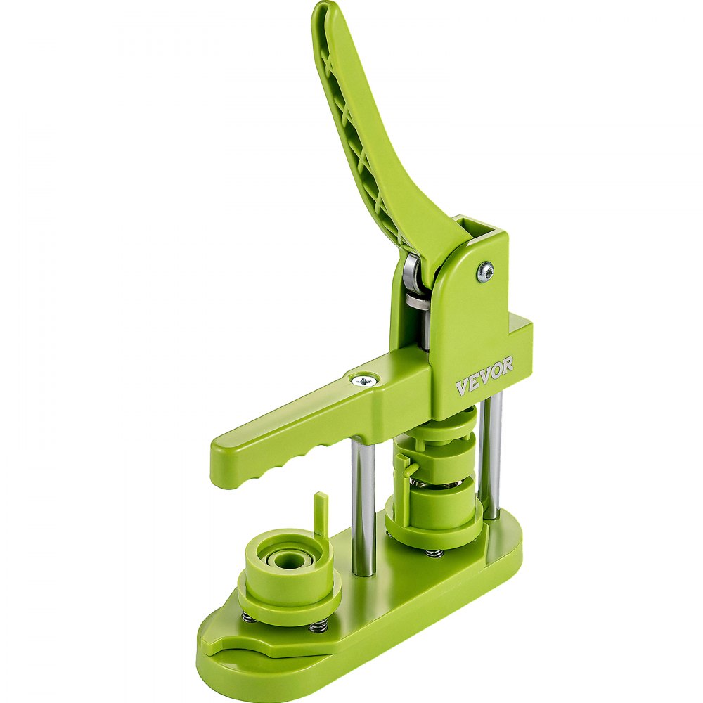 VEVOR Badge Button Press, 1 Inch (25 mm) Button Press Machine, Green Button Badge Maker Machine with 1 Circle Cutter and 500 Sets of Components (Metal Fronts, Clear Plastic Mylar, Plastic Backs)