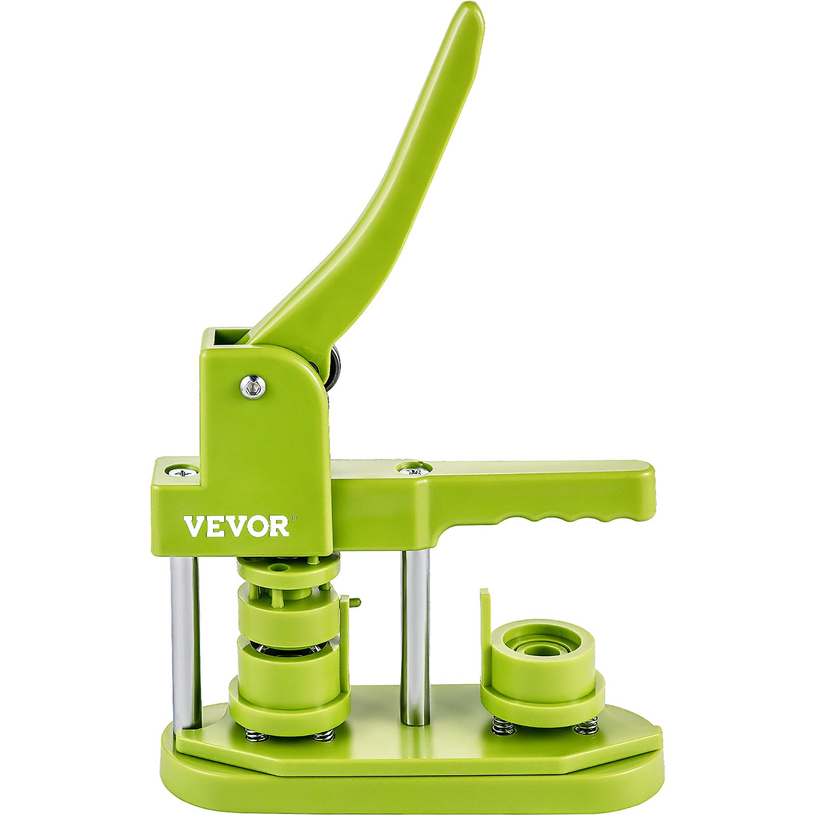 VEVOR Badge Button Press, 1 Inch (25 mm) Button Press Machine, Green Button Badge Maker Machine with 1 Circle Cutter and 500 Sets of Components (Metal Fronts, Clear Plastic Mylar, Plastic Backs)
