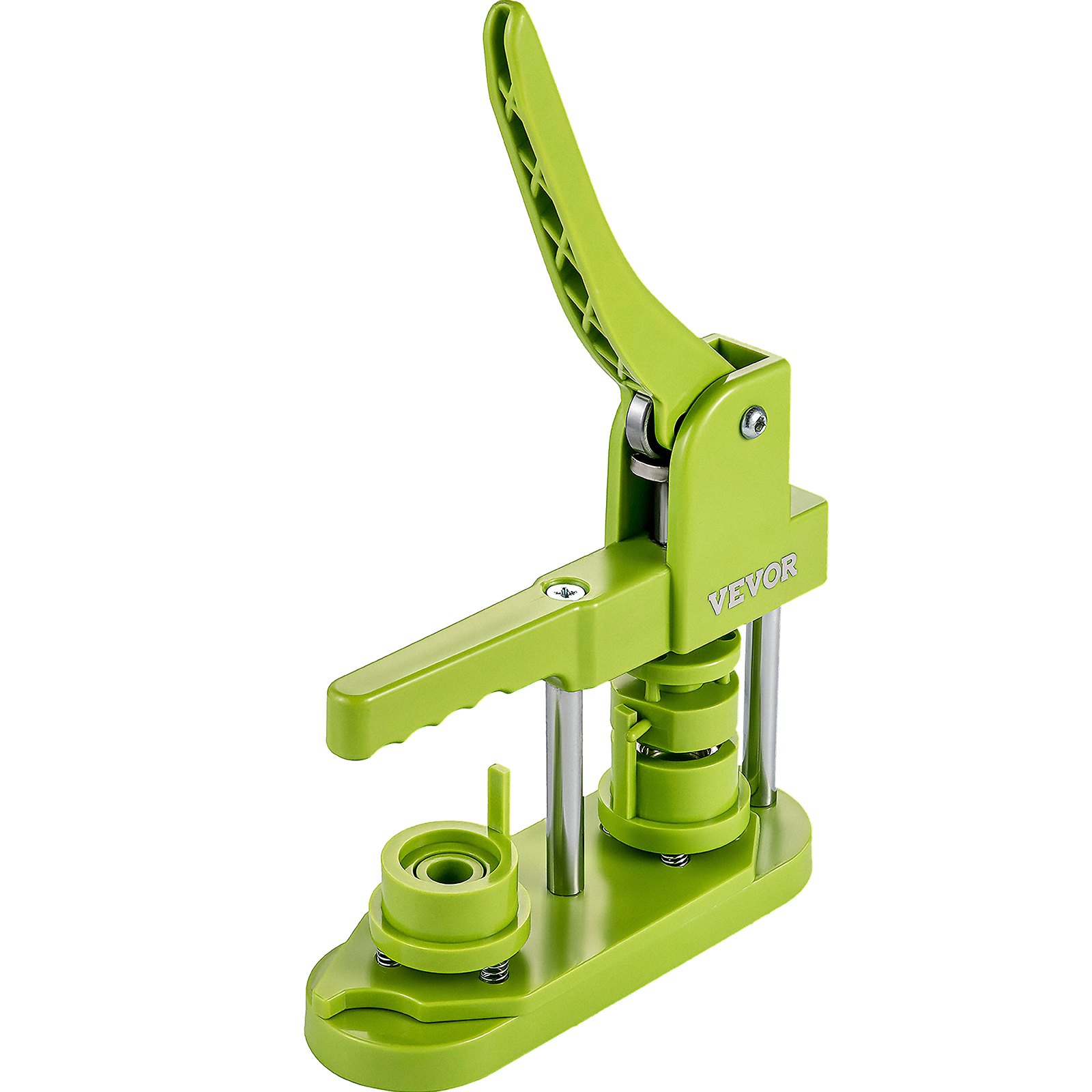 VEVOR Badge Button Press, 1 Inch (25 mm) Button Press Machine, Green Button Badge Maker Machine with 1 Circle Cutter and 500 Sets of Components (Metal Fronts, Clear Plastic Mylar, Plastic Backs)