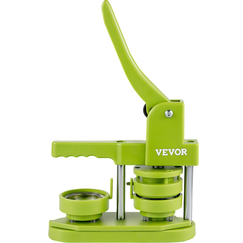 VEVOR Badge Button Press, 2-1/4 inch (58 mm) Button Press Machine, Green Button Badge Maker Machine with 1 Circle Cutter and 500 Sets of Components (Metal Fronts, Clear Plastic Mylar, Plastic Backs)