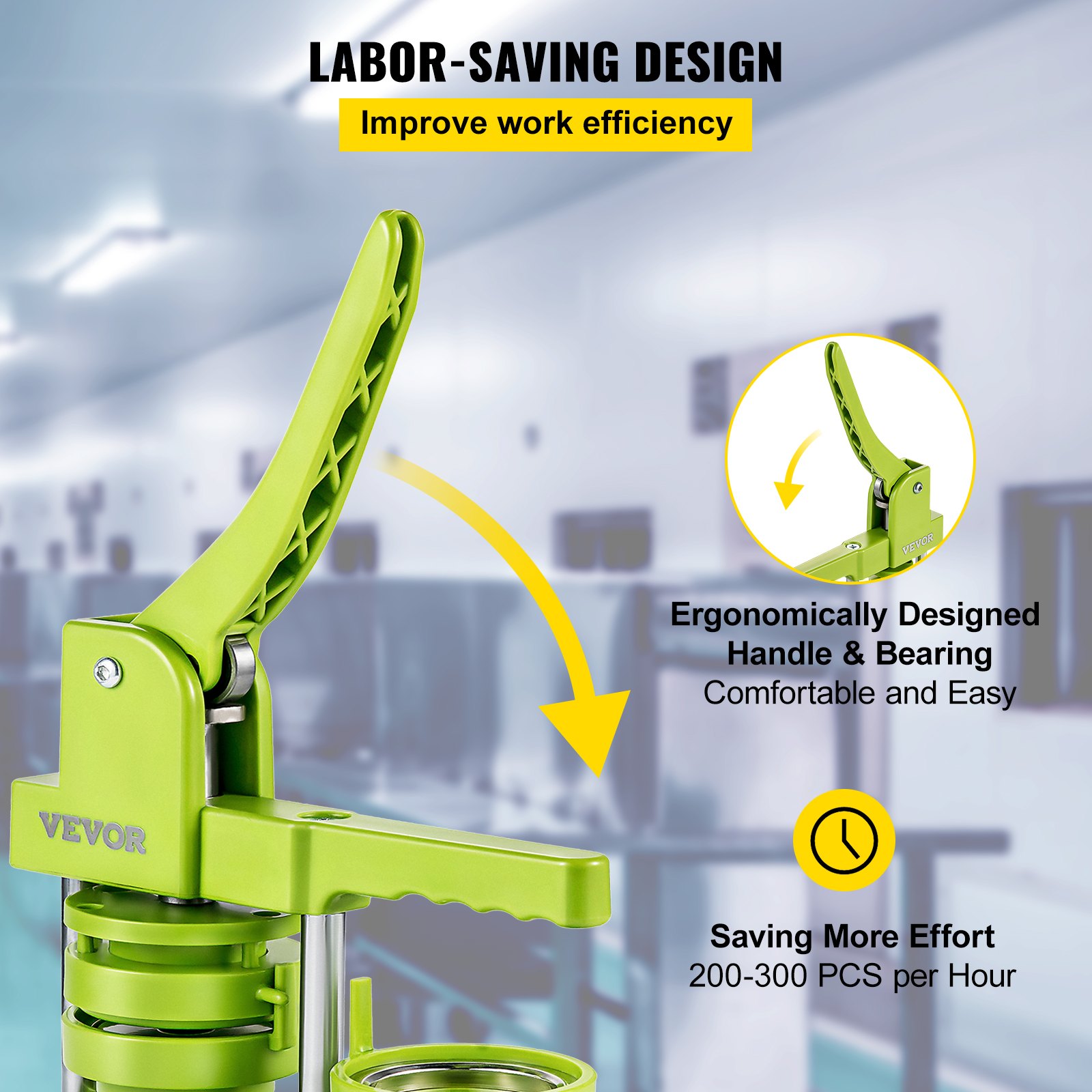 VEVOR Badge Button Press, 2-1/4 inch (58 mm) Button Press Machine, Green Button Badge Maker Machine with 1 Circle Cutter and 500 Sets of Components (Metal Fronts, Clear Plastic Mylar, Plastic Backs)
