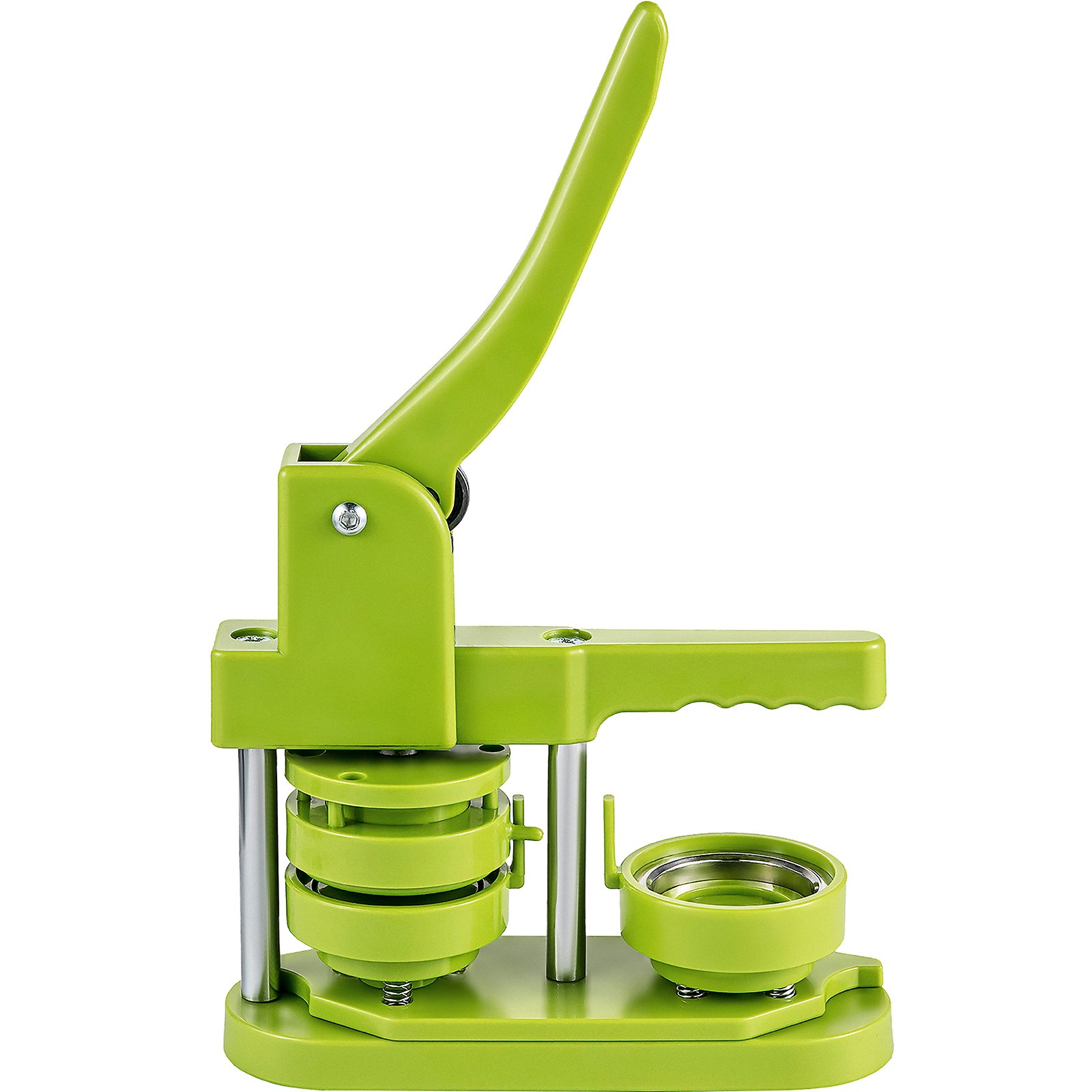 VEVOR Badge Button Press, 2-1/4 inch (58 mm) Button Press Machine, Green Button Badge Maker Machine with 1 Circle Cutter and 500 Sets of Components (Metal Fronts, Clear Plastic Mylar, Plastic Backs)