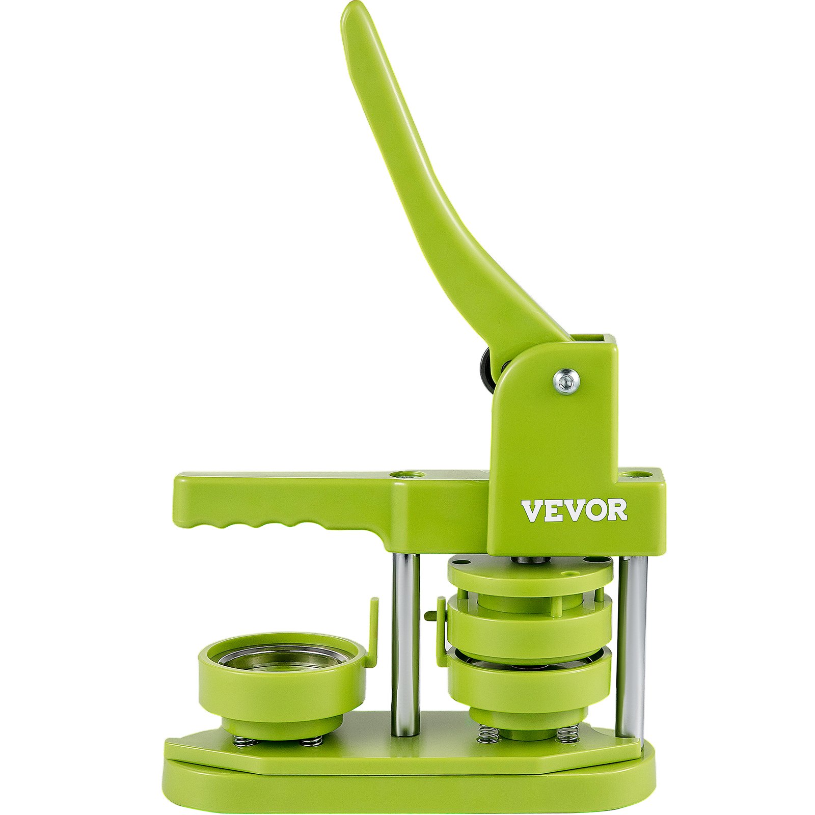 VEVOR Badge Button Press, 2-1/4 inch (58 mm) Button Press Machine, Green Button Badge Maker Machine with 1 Circle Cutter and 500 Sets of Components (Metal Fronts, Clear Plastic Mylar, Plastic Backs)