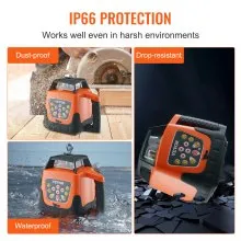 VEVOR Laser Level, 1650ft, 360 Degree Self Leveling Red Cross Line Laser, 5 Rotation Speeds & 4 Scanning Angles Adjustment, IP66 Waterproof Remote Control Manual Self-leveling Mode, Battery Included