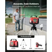 VEVOR Rotary Laser Level Kit, 2000ft 360-Degree Self Leveling Green Horizontal Laser Transit,with Tripod,Receiver,Remote Control, Scale, Toolcase, IP66 Rating Waterproof, 0.80in/100ft for Construction
