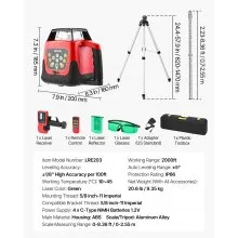 VEVOR Rotary Laser Level Kit, 2000ft 360-Degree Self Leveling Green Horizontal Laser Transit,with Tripod,Receiver,Remote Control, Scale, Toolcase, IP66 Rating Waterproof, 0.80in/100ft for Construction