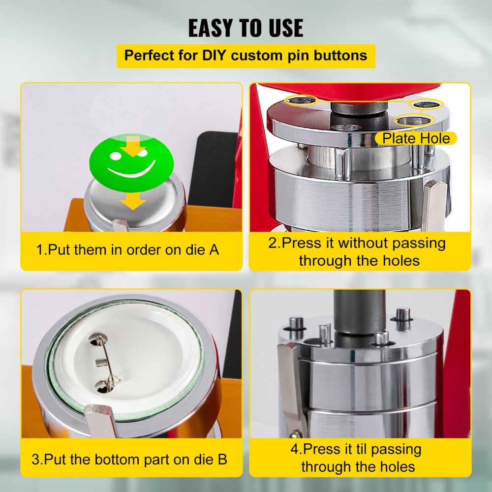 VEVOR Button Maker Machine Button Badge Maker Pins Punch Press Machine (37mm)