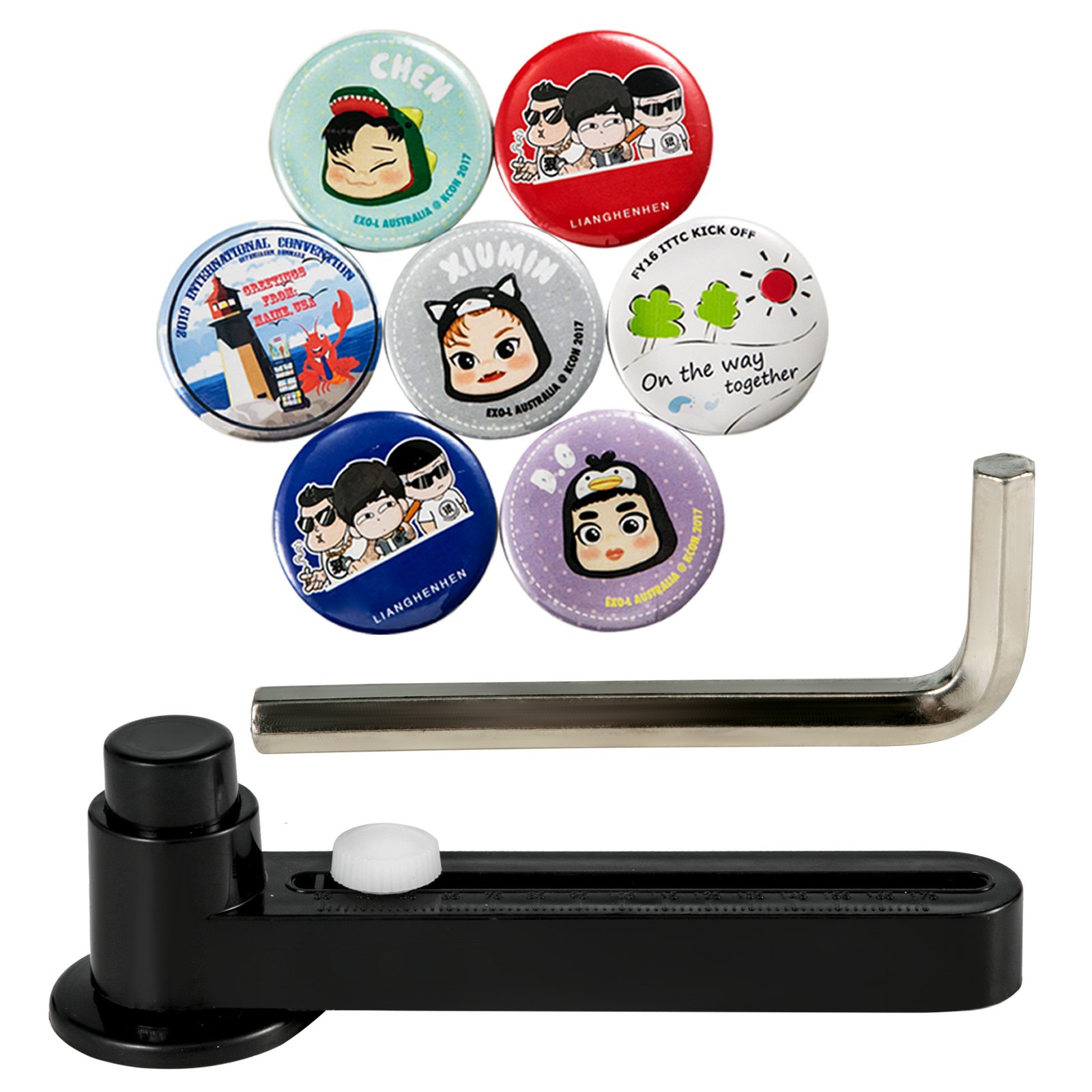 1.45" 37mm Button Maker Machine 100pcs Rotate Bottle Openers Rope Ties Badge