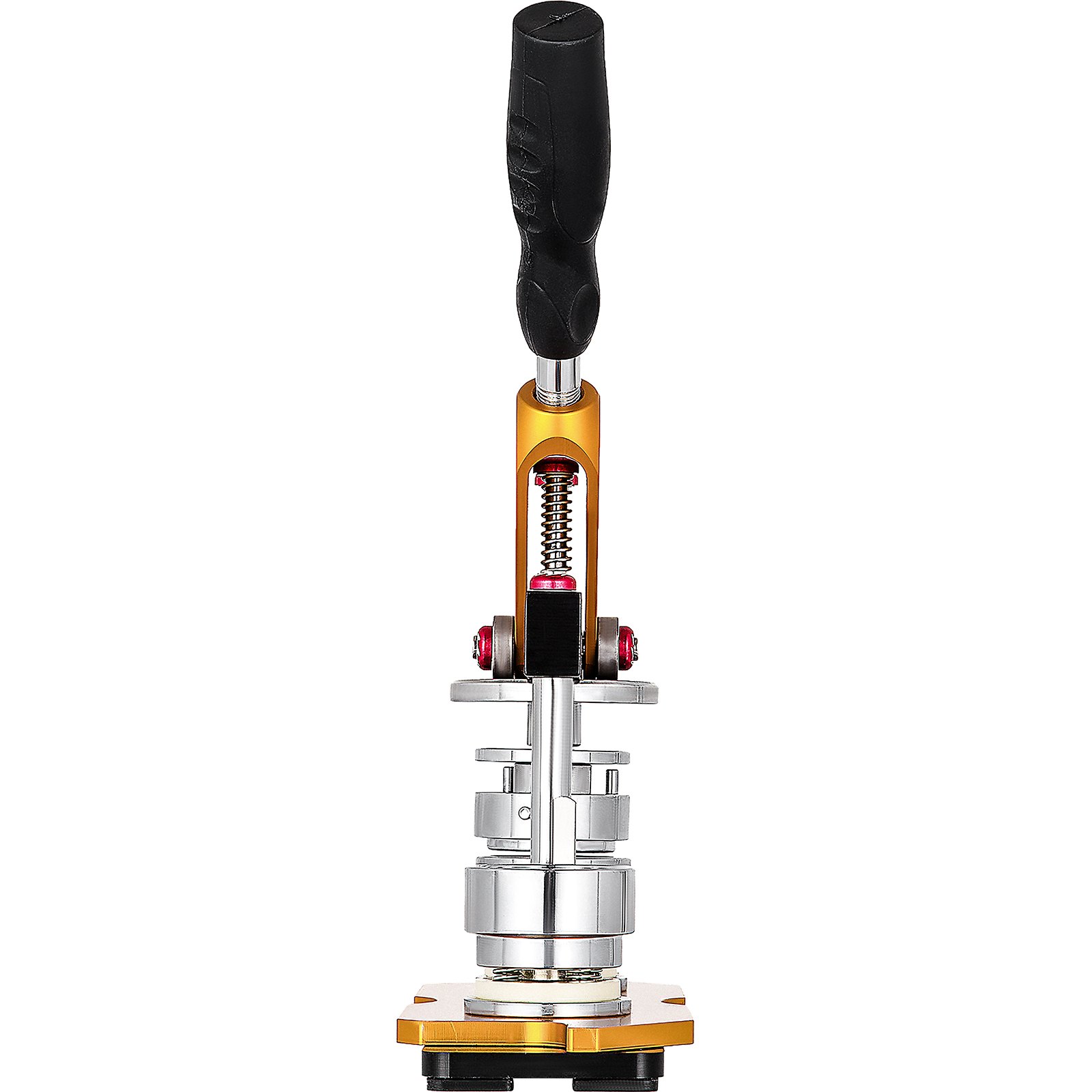 VEVOR button maker 75mm with black handle and metal frame.