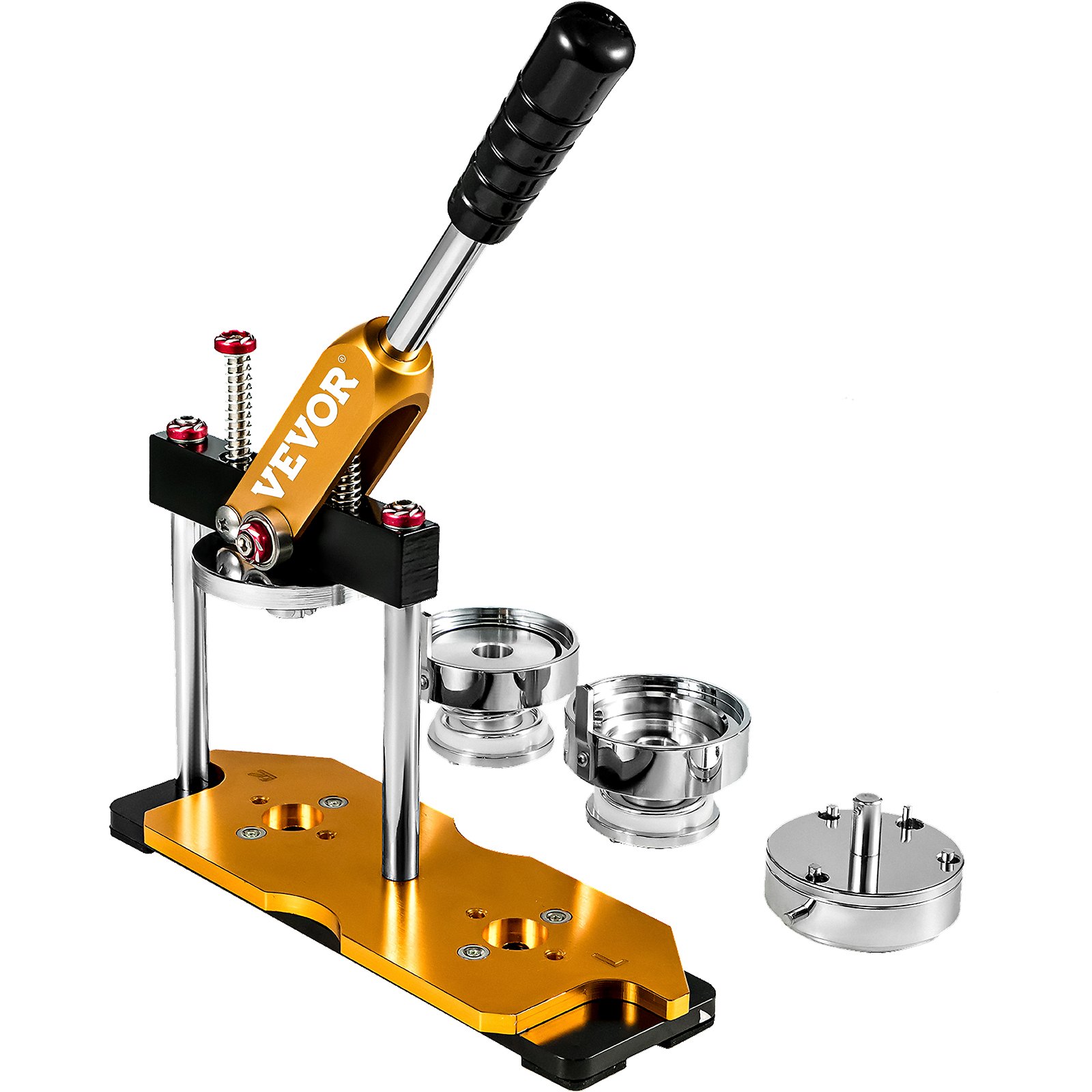 VEVOR button maker 75mm in gold with accessories and black handle
