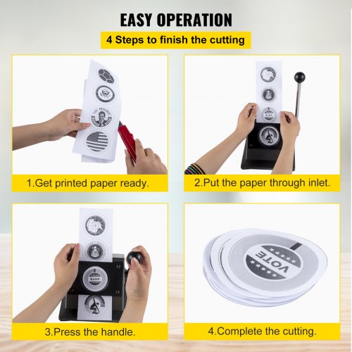VEVOR Graphic Punch Die Cutter 1-1/4"/32mm Round Punch Die Cutter Cast Iron Manual Graphic Punch Press Button Badge Maker 0.05"/1.5mm Cut Thickness Graphic Die Cutter with Steel Blade for Badge Making