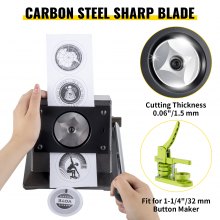 VEVOR Graphic Punch Die Cutter 1-1/4"/32mm Round Punch Die Cutter Cast Iron Manual Graphic Punch Press Button Badge Maker 0.05"/1.5mm Cut Thickness Graphic Die Cutter with Steel Blade for Badge Making