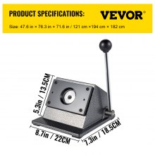 Cortador de molde gráfico VEVOR 1-1/4"/32mm Cortador de molde redondo de ferro fundido Manual de prensa gráfica de botão Criador de crachá 0,05"/1,5mm Espessura de corte Cortador gráfico com lâmina de aço para fabricação de crachás