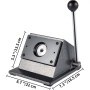 VEVOR Graphic Punch Die Cutter 1-3/4"/44mm Round Punch Die Cutter Cast Iron Manual Graphic Punch Press Button Badge Maker 0.05"/1.5mm Cut Thickness Graphic Die Cutter with Steel Blade for Badge Making