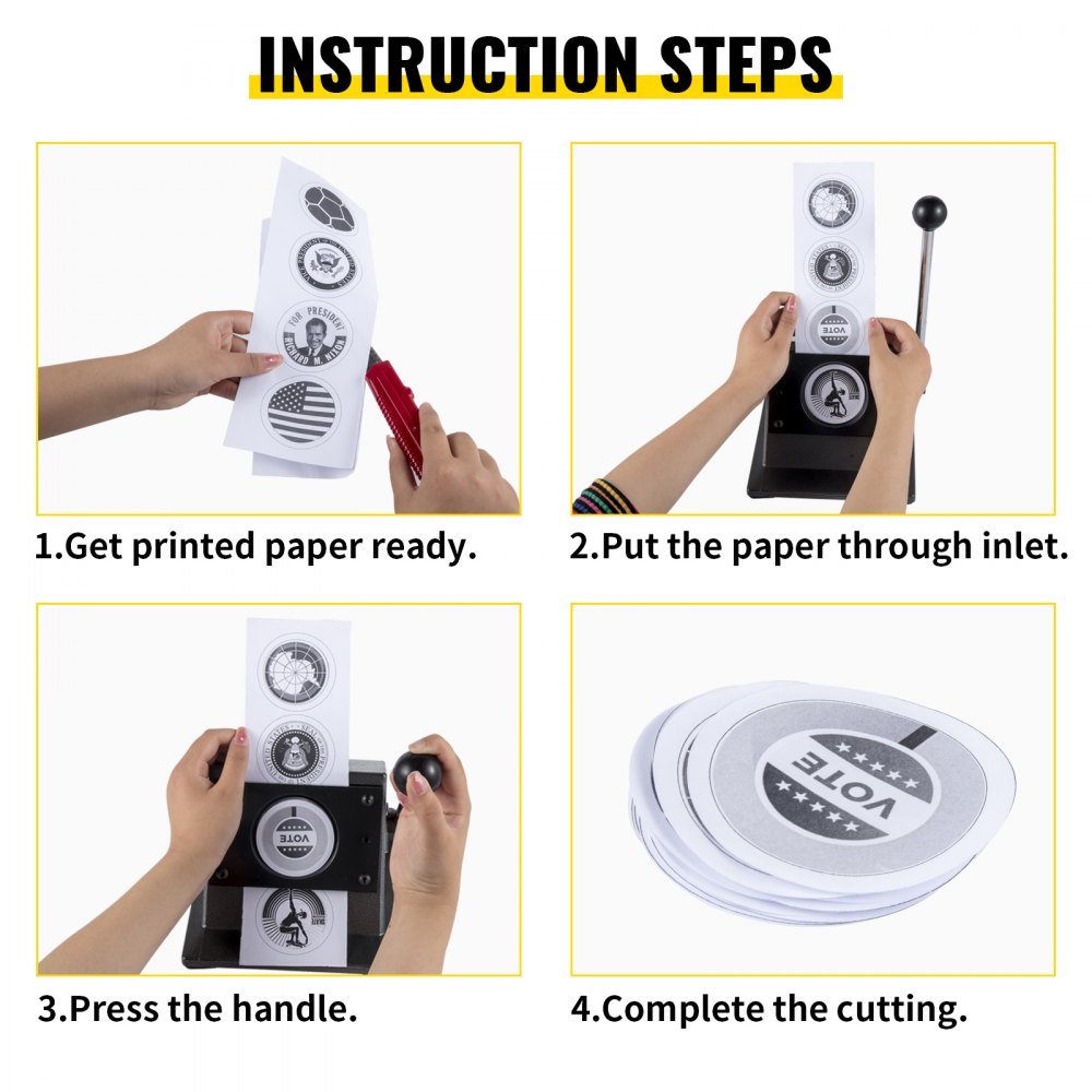 VEVOR Graphic Punch Die Cutter 3"/75mm Round Punch Die Cutter Cast Iron Manual Graphic Punch Press Button Badge Maker 0.05"/1.5mm Cut Thickness Graphic Die Cutter w/ Steel Blade for Card Badge Making