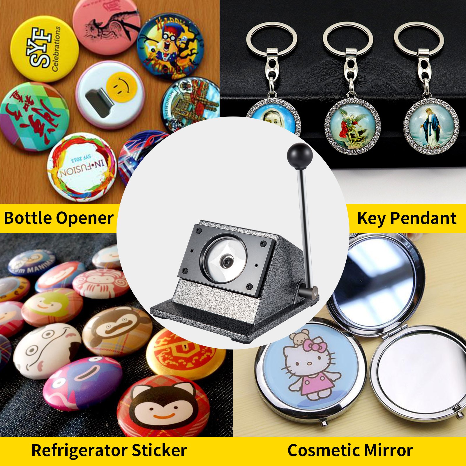 VEVOR Graphic Punch Die Cutter, 3"/75mm Round Punch Die Cutter, Cast Iron Manual Graphic Punch Press Button Badge Maker, 0.05"/1.5mm Cut Thickness Graphic Die Cutter w/Steel Blade for Card Making