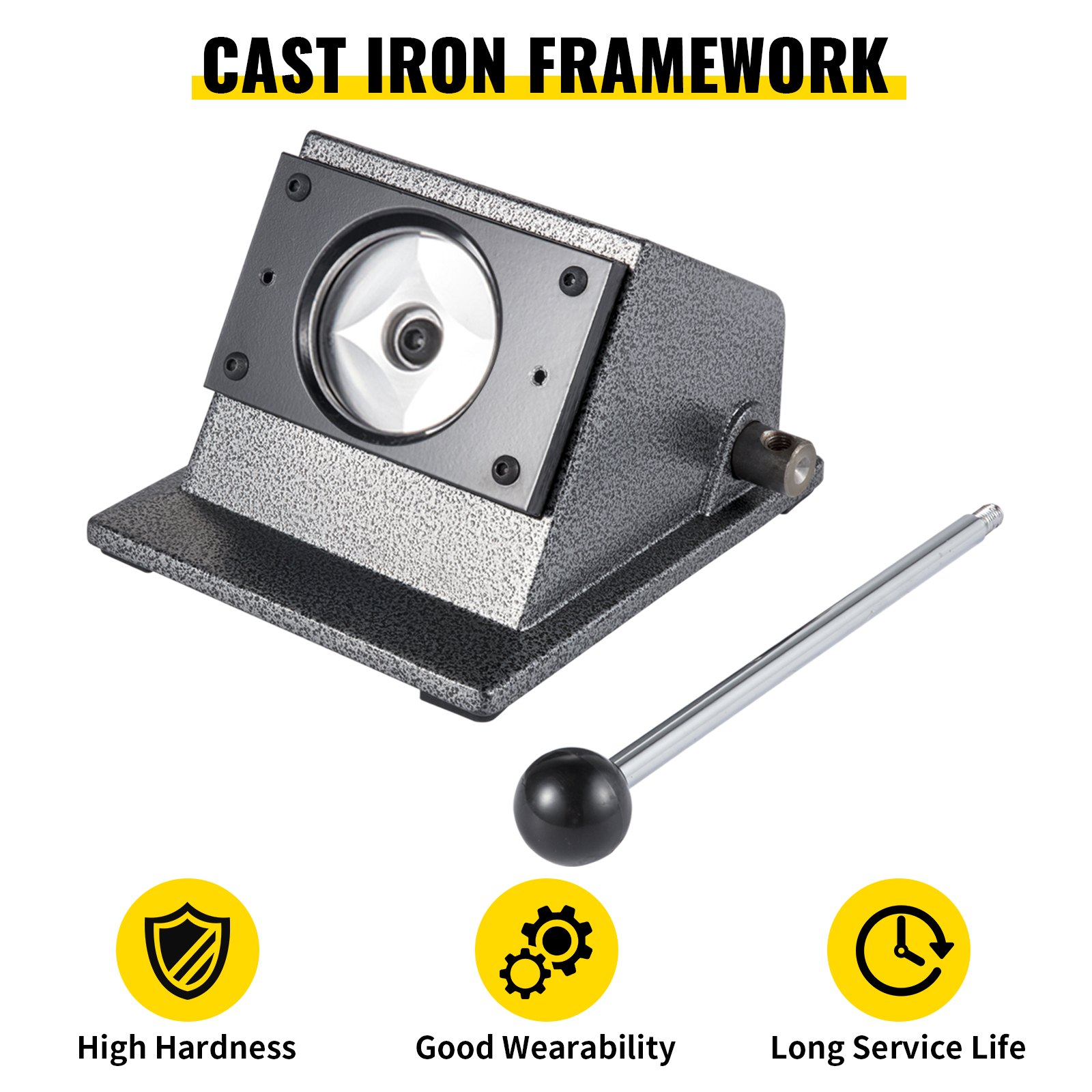 VEVOR Graphic Punch Die Cutter 3"/75mm Round Punch Die Cutter Cast Iron Manual Graphic Punch Press Button Badge Maker 0.05"/1.5mm Cut Thickness Graphic Die Cutter w/ Steel Blade for Card Badge Making