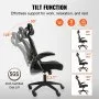 VEVOR ergonomic office chair with tilt function, showing adjustable angles for work, relaxation, and rest.