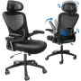 VEVOR ergonomic office chair with adjustable armrests, lumbar support, and headrest for comfort.
