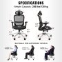 VEVOR Mesh Office Chair, Adjustable High Back Desk Chair with Mesh Seat, Angle and Height Adjustable Home Office Chair with Lumbar and Head Support, Swivel Computer Task Chair