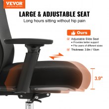VEVOR ergonómikus irodai szék csúsztatható üléssel, íróasztal szék hálós ülőfelülettel, állítható szögben és magasságban otthoni irodai szék hát- és deréktámasszal, forgatható számítógépes munkaszék