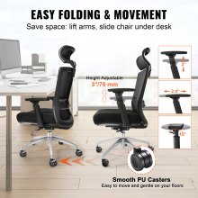 VEVOR ergonómikus irodai szék csúsztatható üléssel, íróasztal szék hálós ülőfelülettel, állítható szögben és magasságban otthoni irodai szék hát- és deréktámasszal, forgatható számítógépes munkaszék