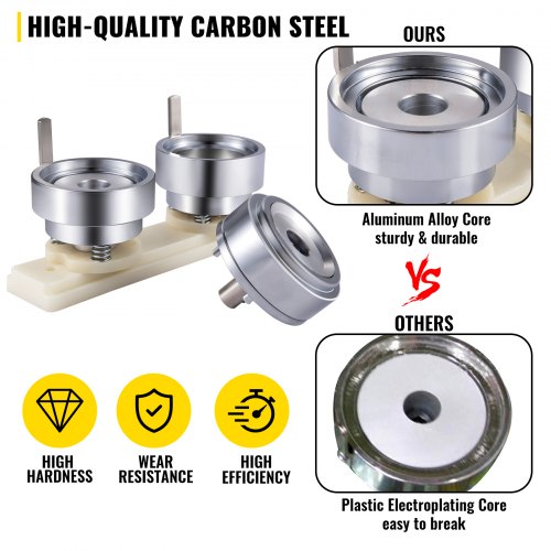 VEVOR Badge Punching Die 1-3/4 inch/44mm Round Punching Die with ABS Slide Button Die Carbon Steel Badge Maker Part Aluminum Alloy Core Compatible with Button Maker Making Machine for DIY Logo Badges