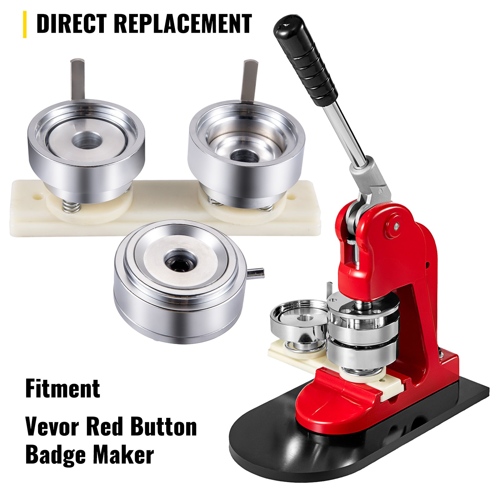 VEVOR Badge Punching Die 1-3/4 inch/44mm Round Punching Die with ABS Slide Button Die Carbon Steel Badge Maker Part Aluminum Alloy Core Compatible with Button Maker Making Machine for DIY Logo Badges