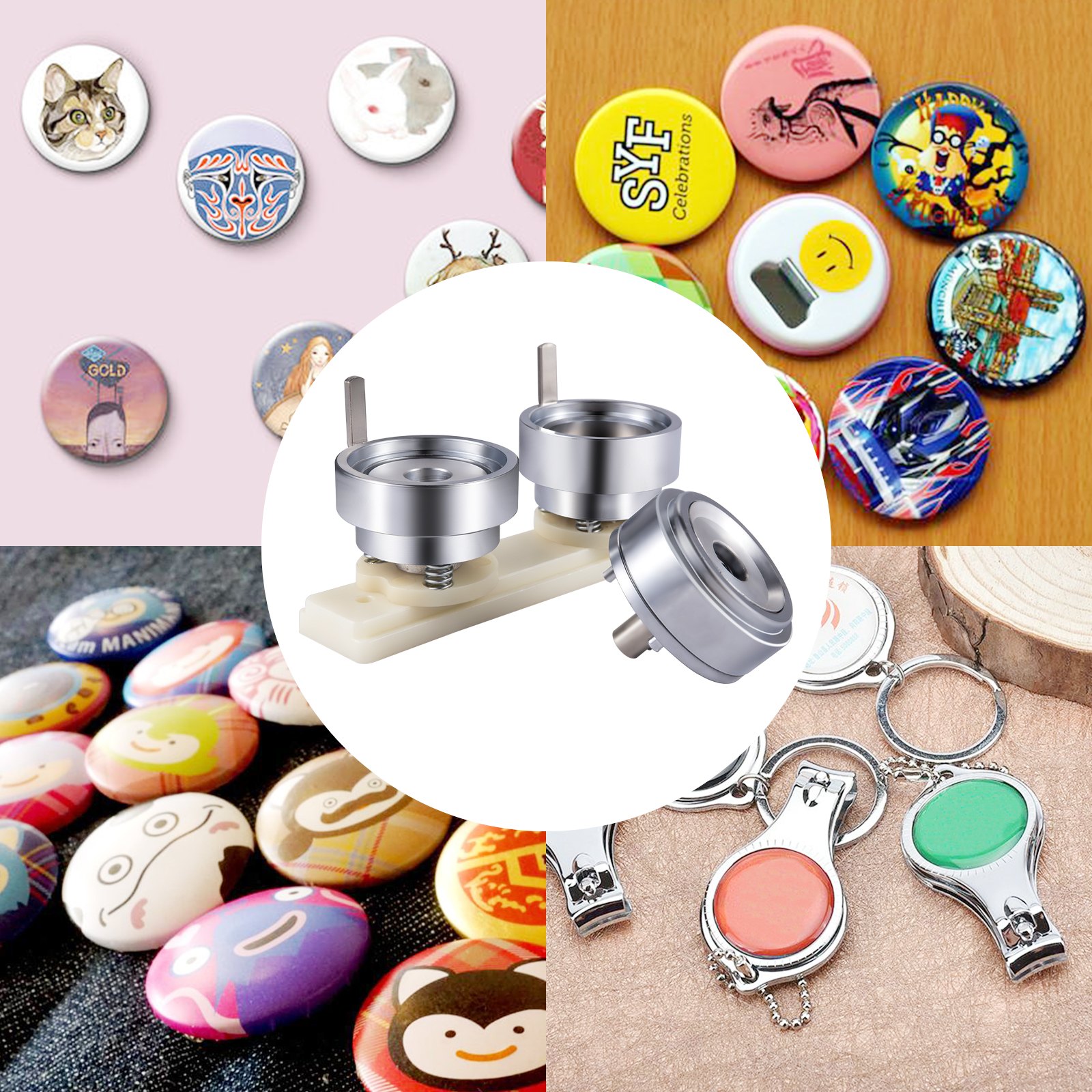 VEVOR Badge Punching Die 1-3/4 inch/44mm Round Punching Die with ABS Slide Button Die Carbon Steel Badge Maker Part Aluminum Alloy Core Compatible with Button Maker Making Machine for DIY Logo Badges