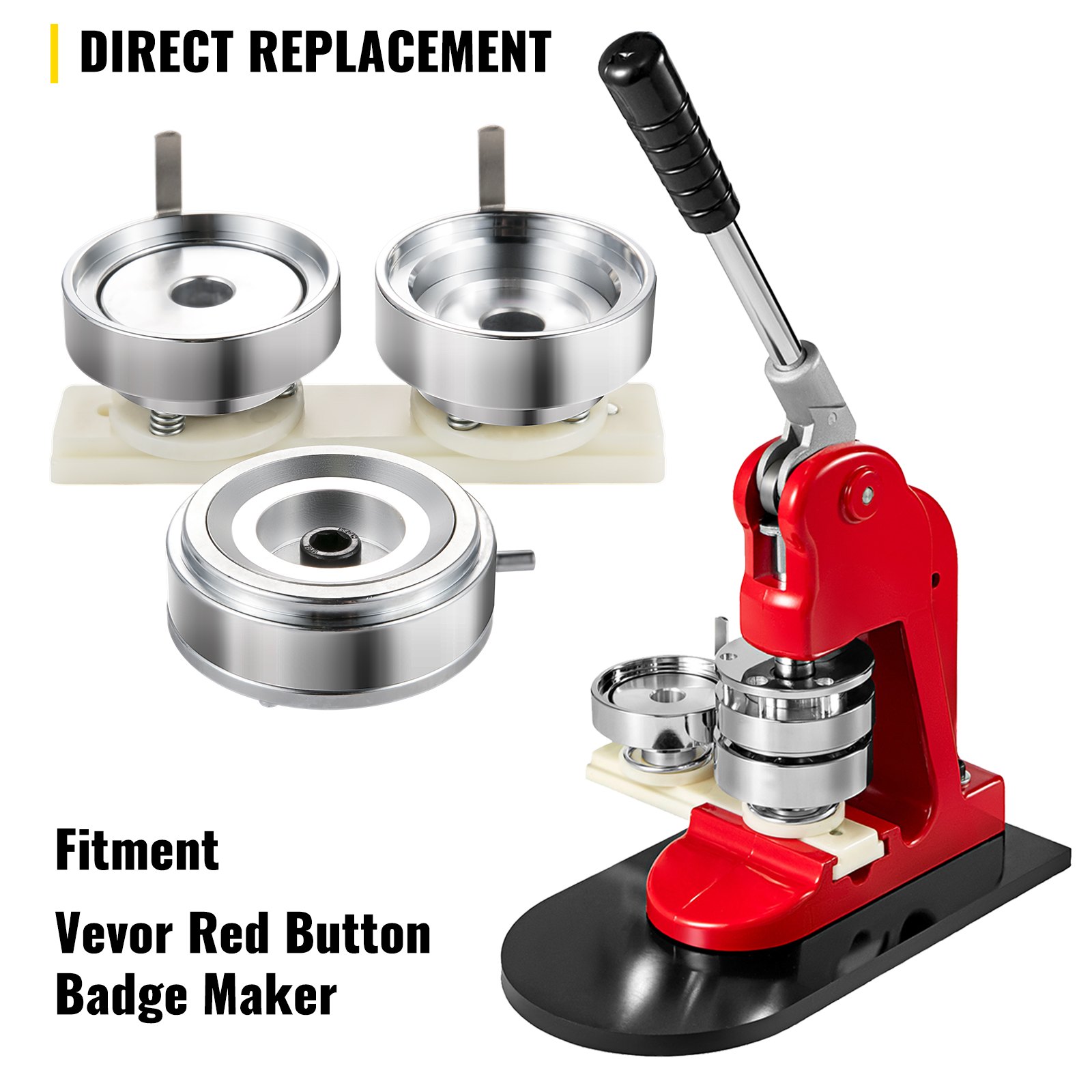 VEVOR Badge Punching Die 2-1/4 inch/58mm Round Punching Die with ABS Slide Button Die Carbon Steel Badge Maker Part Aluminum Alloy Core Compatible with Button Maker Making Machine for DIY Logo Badges
