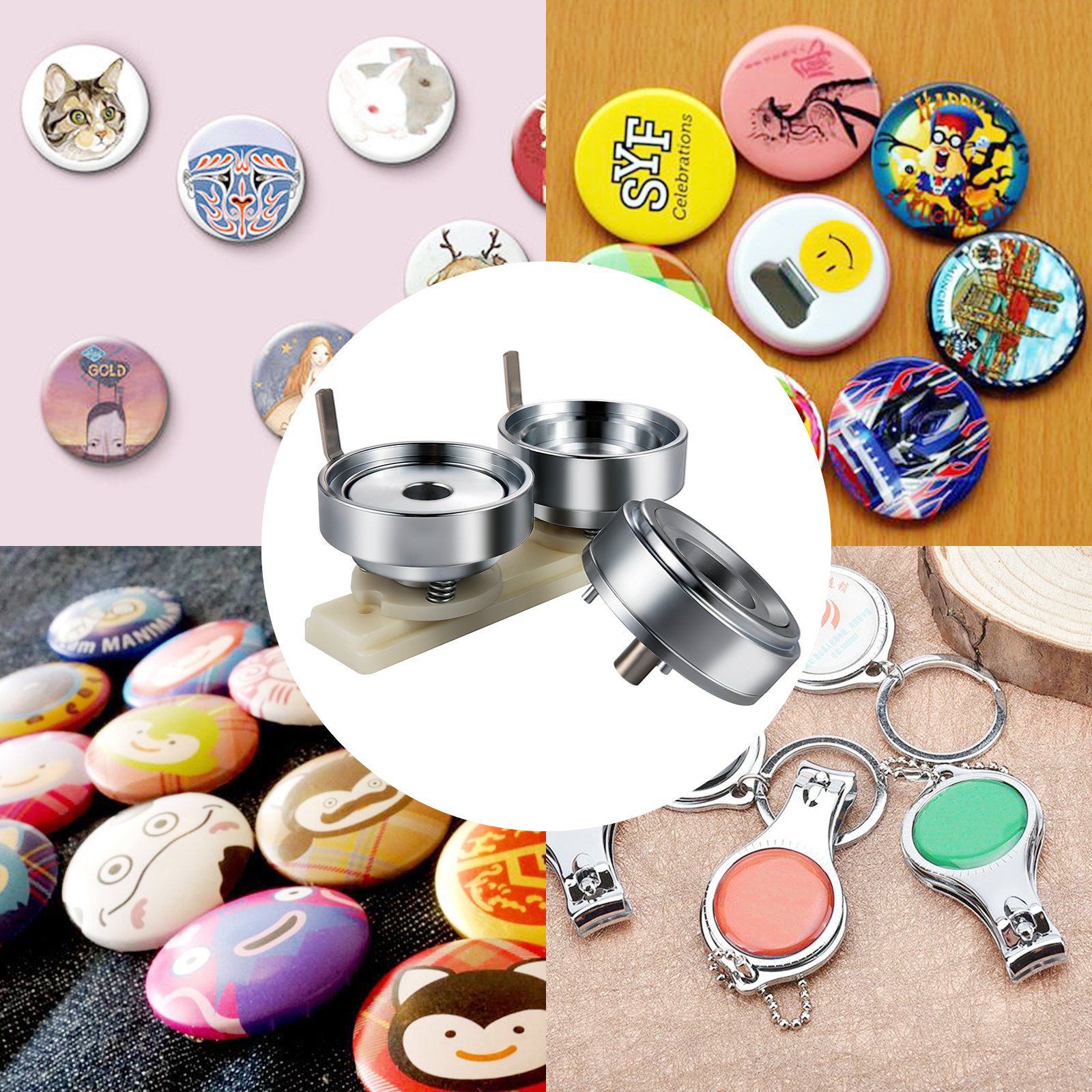 VEVOR Badge Punching Die 2-1/4 inch/58mm Round Punching Die with ABS Slide Button Die Carbon Steel Badge Maker Part Aluminum Alloy Core Compatible with Button Maker Making Machine for DIY Logo Badges