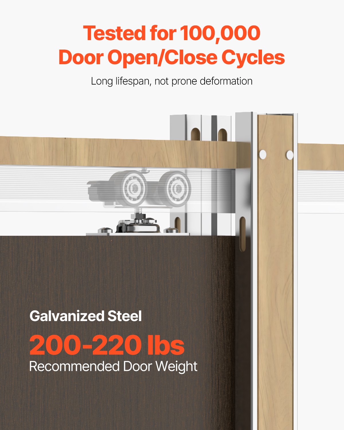 VEVOR Pocket Door Frame Kit, for 1219-1829mm Wide 2032mm High Door, Pocket Door Kit with Two-Way Soft Close Mechanism, Slide Smoothly Quietly, Easy to Install, Wood and Galvanized Steel, for Bedroom