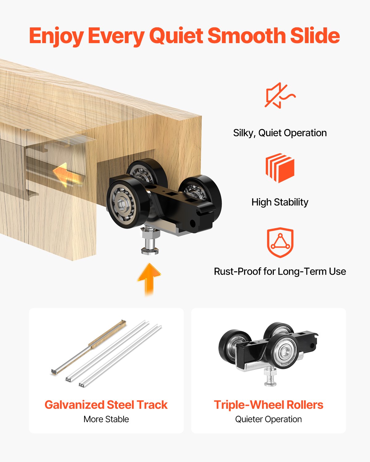 VEVOR Pocket Door Frame Kit, for 610-914mm Wide 2032mm High Door, Pocket Door Kit with Two-Way Soft Close Mechanism, Slide Smoothly Quietly, Easy to Install, Premium Galvanized Steel, for Living Room