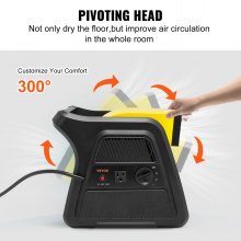 VEVOR Pivoting Utility Fan, 600 CFM High Velocity Floor Blower for Drying, Cooling, Ventilating, Exhausting, 300° Blowing Angle Air Mover, Portable Carpet Dryer Fan for Home, Work Shop