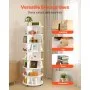 VEVOR 7 Tiers Rotating Shoe Rack Tower with Wheels, Movable 360° Spinning Carousel Display, Lazy Susan Organizer Closet Shelf for Living Room, Entryway, White