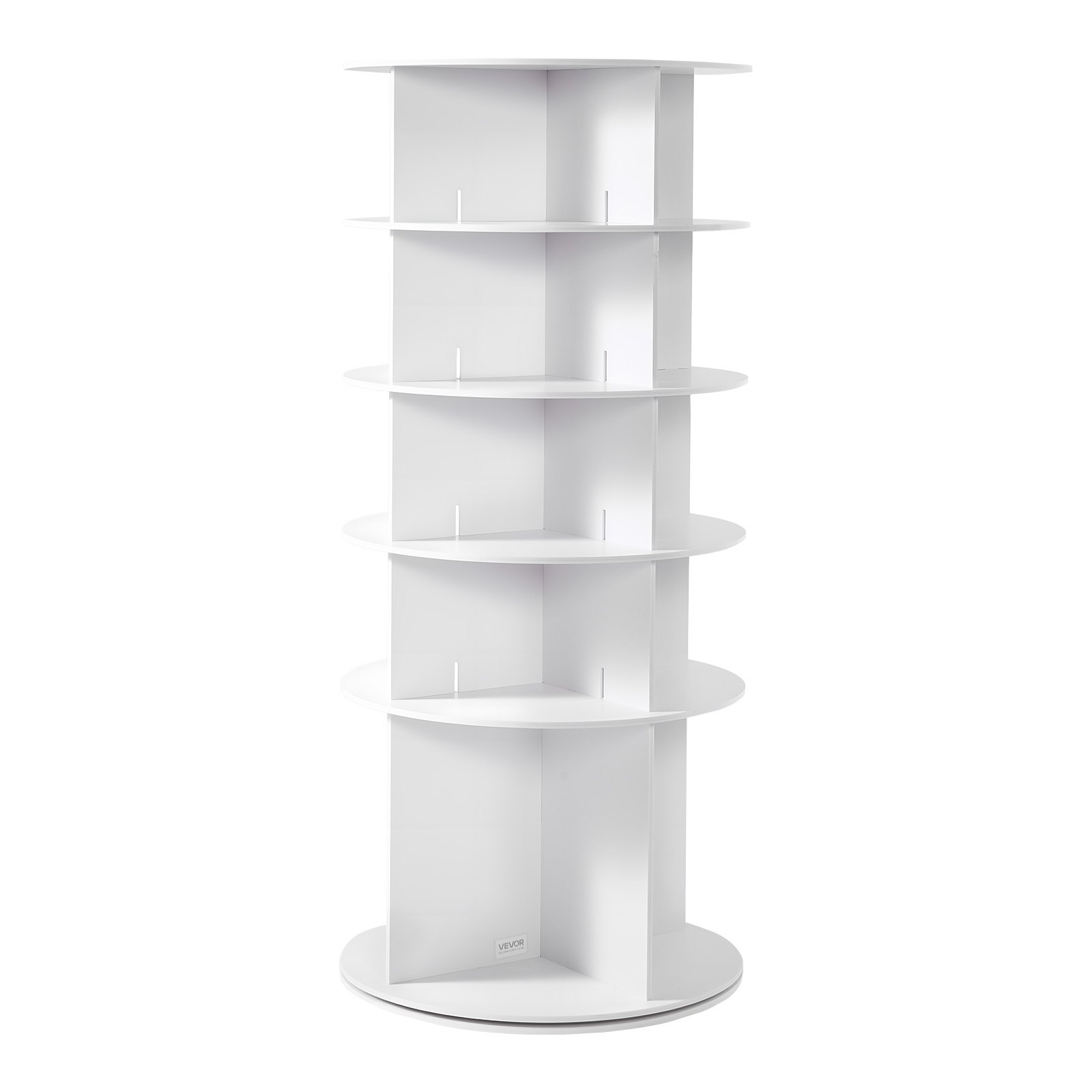 VEVOR 5 Tiers Rotating Shoe Rack Tower, 360° Spinning Shoe Rack, Revolving Storage Round Carousel Display, Freestanding Lazy Susan Organizer Display for Bedroom, Living Room, Entryway, Closet, White