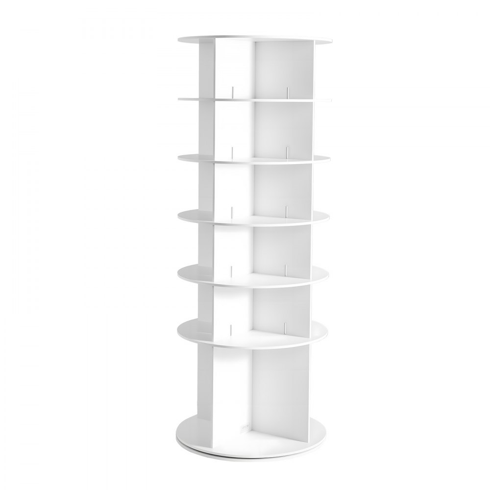 VEVOR 6 Tiers Rotating Shoe Rack Tower, 360° Spinning Shoe Rack, Revolving Storage Round Carousel Display, Freestanding Lazy Susan Organizer Display for Bedroom, Living Room, Entryway, Closet, White