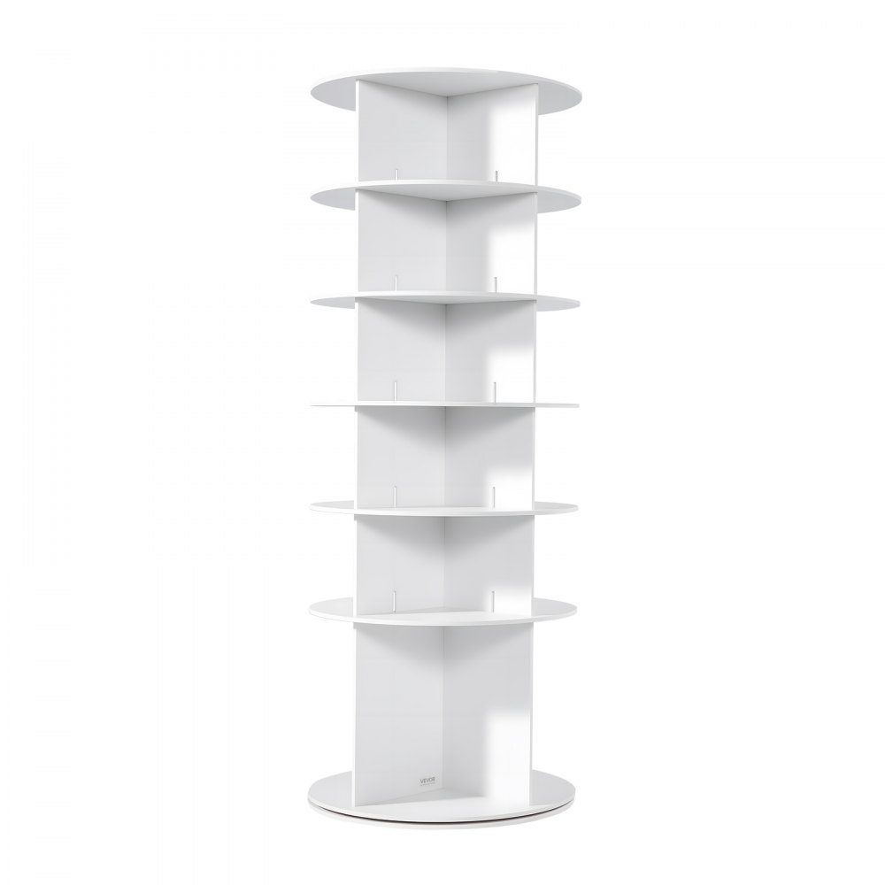 VEVOR 6 Tiers Rotating Shoe Rack Tower, 360° Spinning Shoe Rack, Revolving Storage Round Carousel Display, Freestanding Lazy Susan Organizer Display for Bedroom, Living Room, Entryway, Closet, White