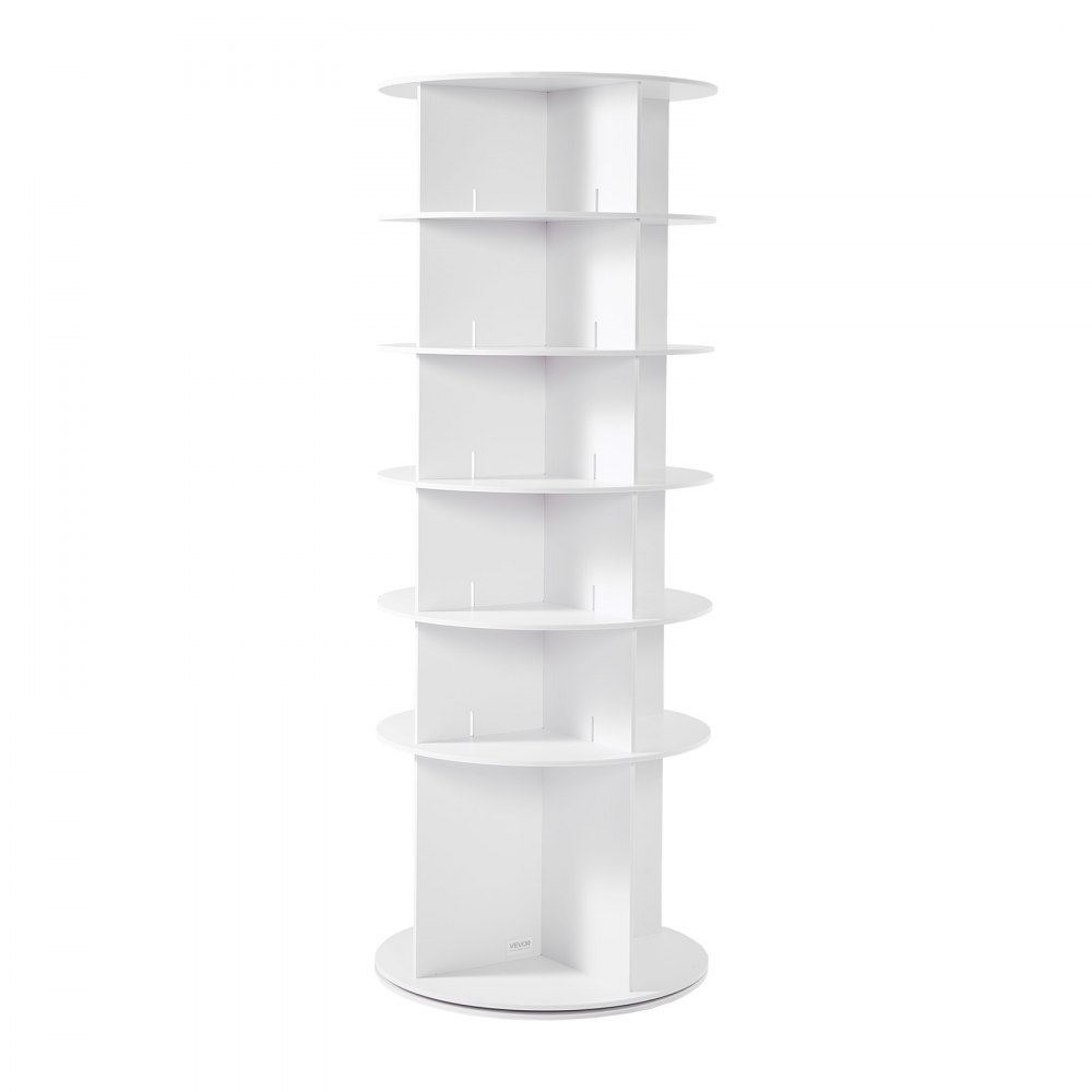 VEVOR 6 Tiers Rotating Shoe Rack Tower, 360° Spinning Shoe Rack, Revolving Storage Round Carousel Display, Freestanding Lazy Susan Organizer Display for Bedroom, Living Room, Entryway, Closet, White