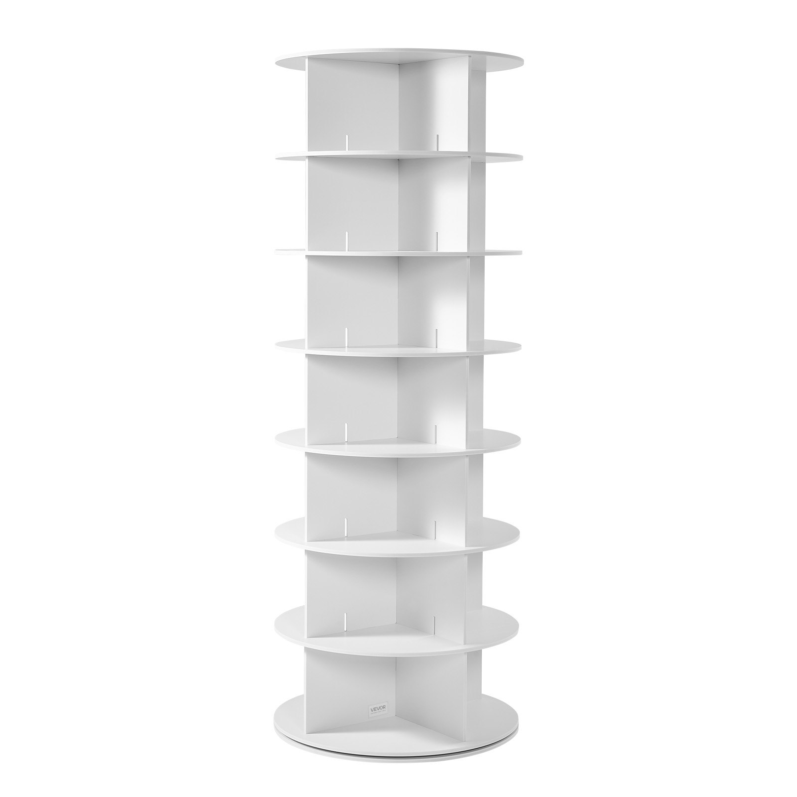 VEVOR 7 Tiers Rotating Shoe Rack Tower, 360° Spinning Shoe Rack, Revolving Storage Round Carousel Display, Freestanding Lazy Susan Organizer Display for Bedroom, Living Room, Entryway, Closet, White