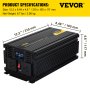 VEVOR Power Inverter 3000W Modified Sine Wave Inverter DC 12V to AC 240V Car Converter with LCD Display Remote Controller LED Indicators AC Outlets Power Inverter for Car RV Truck Boat Travel Camping