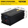 VEVOR Power Inverter Modified Sine Wave Inverter 3000W DC 12V to AC 240V w/LCD