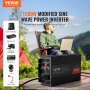 VEVOR Onduleur à onde sinusoïdale modifiée, 1500 W, onduleur DC 12 V vers AC 120 V avec 2 prises AC, 2 ports USB, 1 port Type-C, 6 fusibles de rechange, pour petits appareils domestiques comme smartphone, ordinateur portable, certifié CE FCC