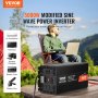 VEVOR sine wave inverter powering home appliances outdoors, 5000w capacity for various devices.