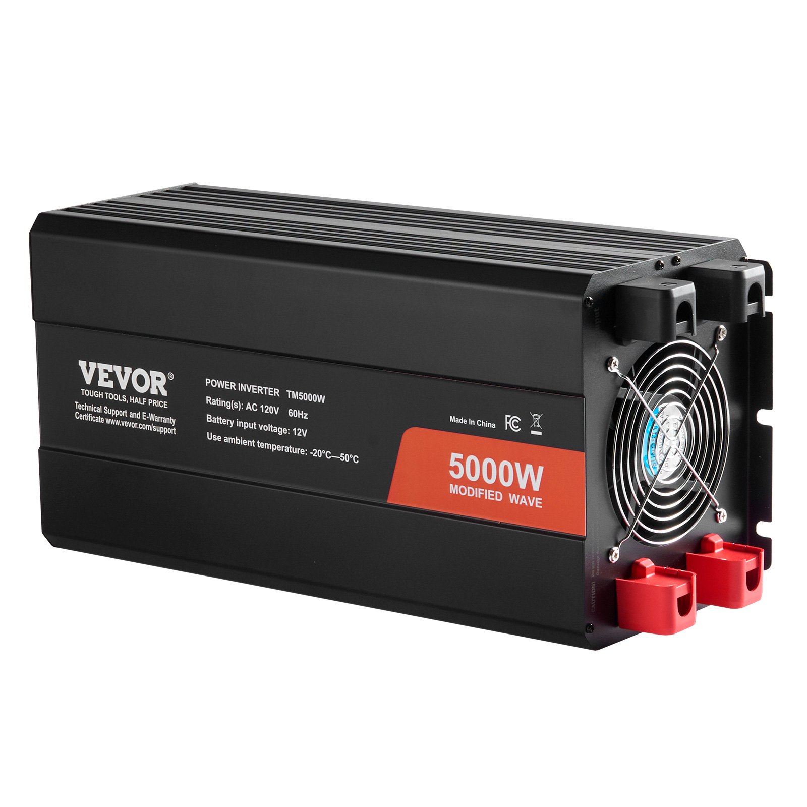 VEVOR Modified Sine Wave Inverter, 5000W, DC 12V to AC 120V Power Inverter with 6 AC Outlets 2 USB Port 1 Type-C Port, LCD Display and Remote Controller for High Load Home Appliances, CE FCC Certified