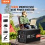 VEVOR Modified Sine Wave Inverter, 5000W, DC 12V to AC 230V Power Inverter with 2 AC Outlets 2 USB Port 1 Type-C Port, LCD Display and Remote Controller for High Load Home Appliances, CE FCC Certified