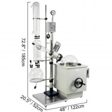 Evaporador rotativo VEVOR de 20 l, juego de evaporador rotativo de 0-120 rpm, pantalla digital, evaporador rotativo de alta velocidad con elevación manual de 0-200 °C para concentración y cristalización