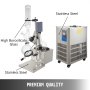 VEVOR 5L Rotary Evaporator 0-90rpm, Professioanl Rotary Evaporator with Vacuum Pump and Chiller, with Manual Lift 0-180°C 0.098mpa（White）
