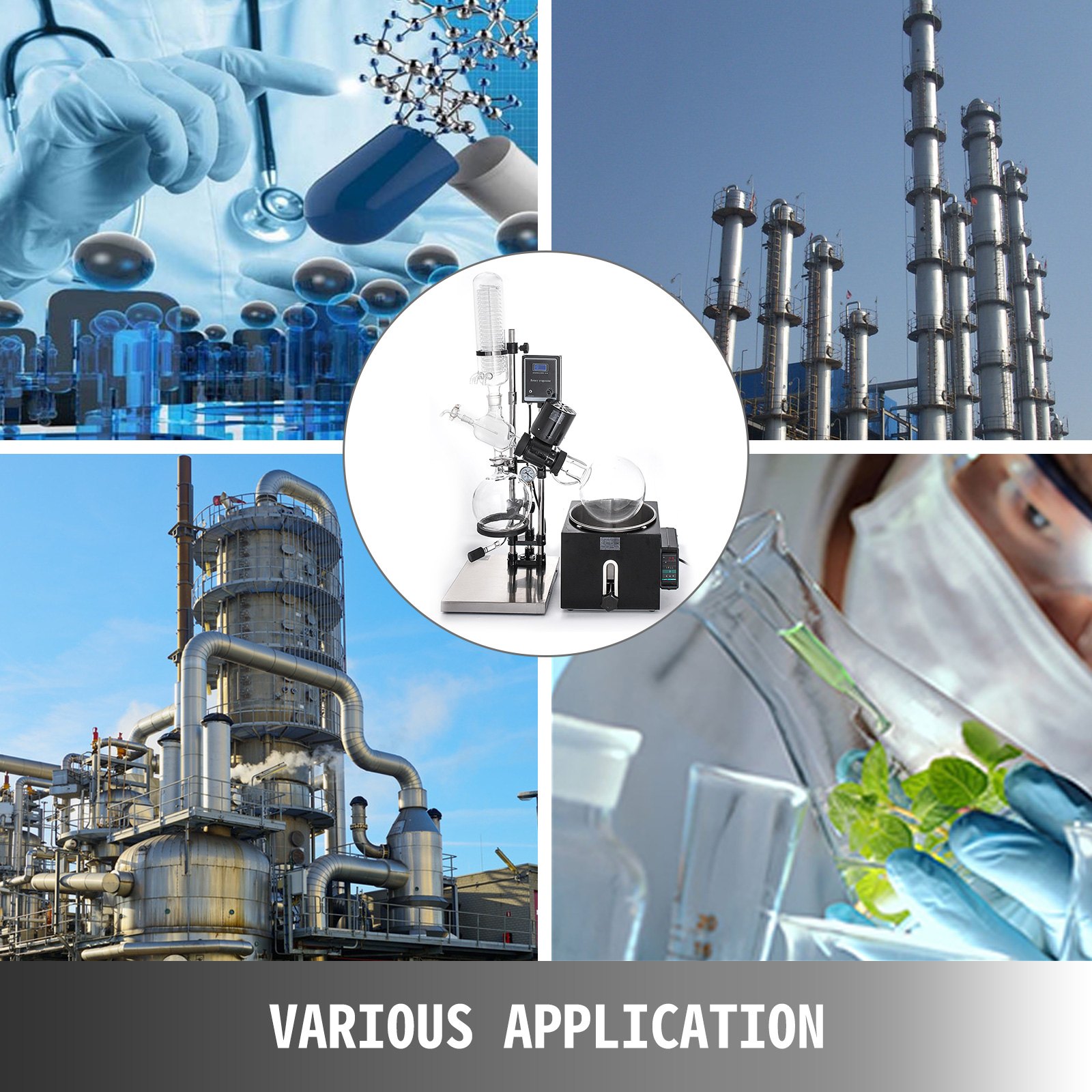 VEVOR RE-501 5L Rotary Evaporator RotoVap Lab Vacuum Evaporation Apparatus Heating Water Bath for Efficient Removal of Solvents