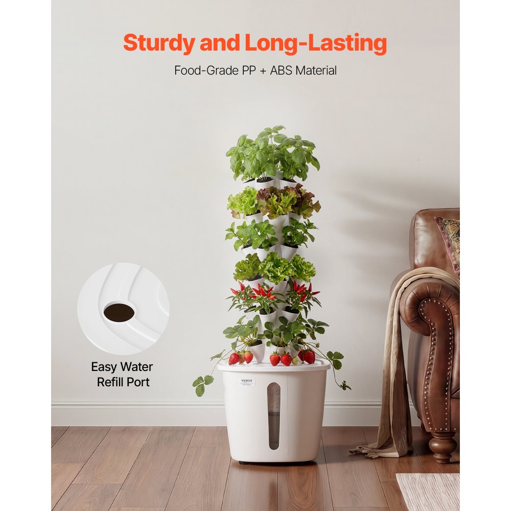 VEVOR Hydroponic Tower, 30 Pods 6 Tiers Hydroponics Growing System Kit with App Control, Vertical Home Garden with 20L Water Tank & Pump, Planter Germination Kit for Indoor Herbs, Fruits, Vegetables